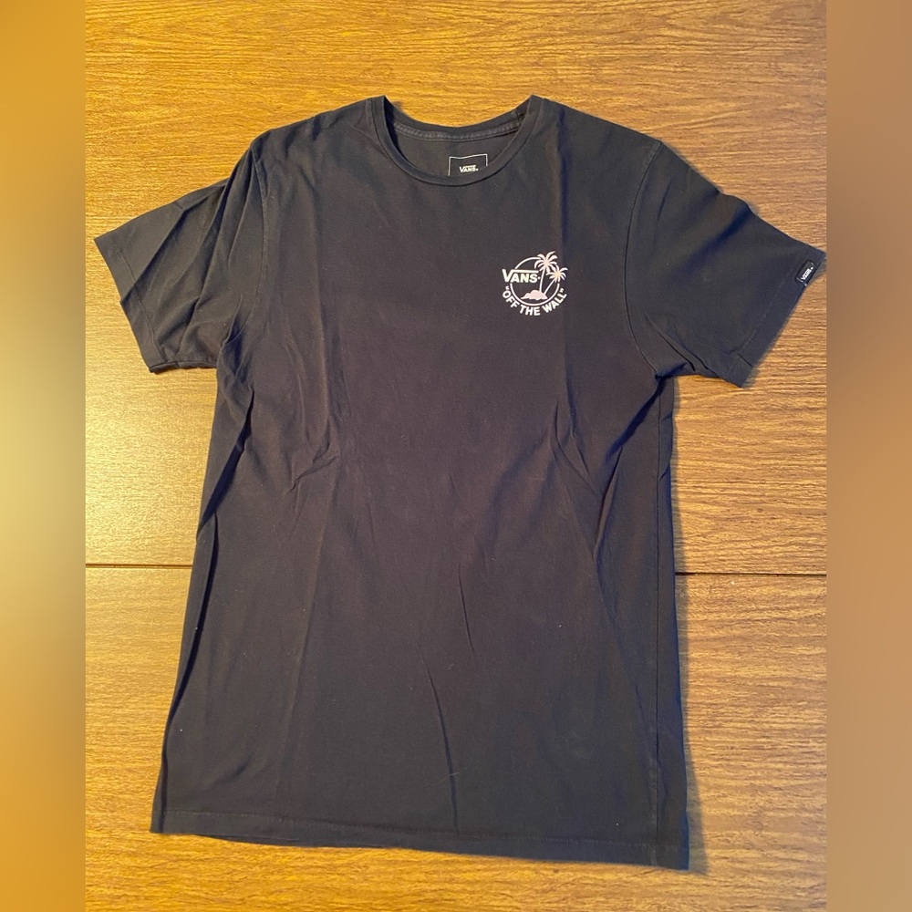 EUC Pacsun Vans Black T-Shirt with Vans Off the Wall Screen - size Men’s Medium